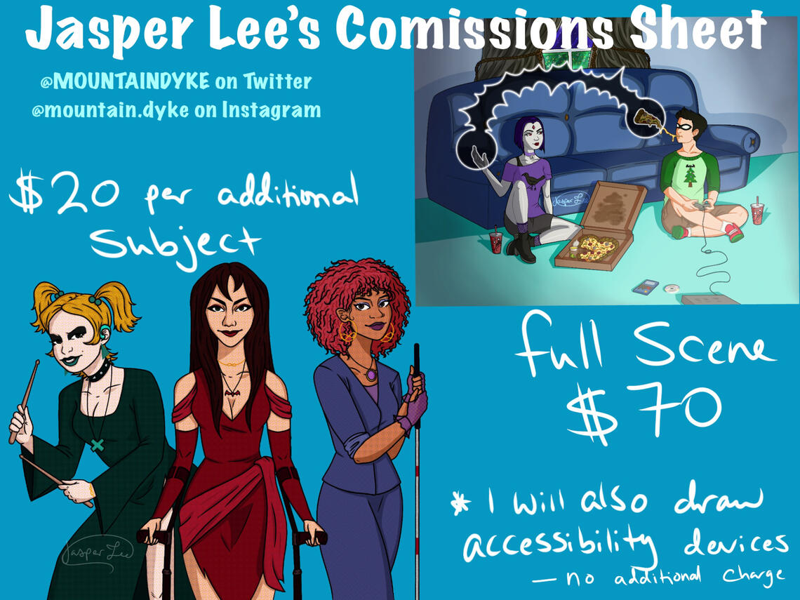 Pricing chart for illustrations